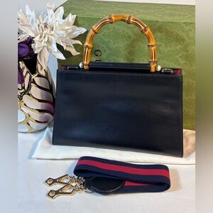 Gorgeous Gucci Nymphaea Top Handle Bamboo Black